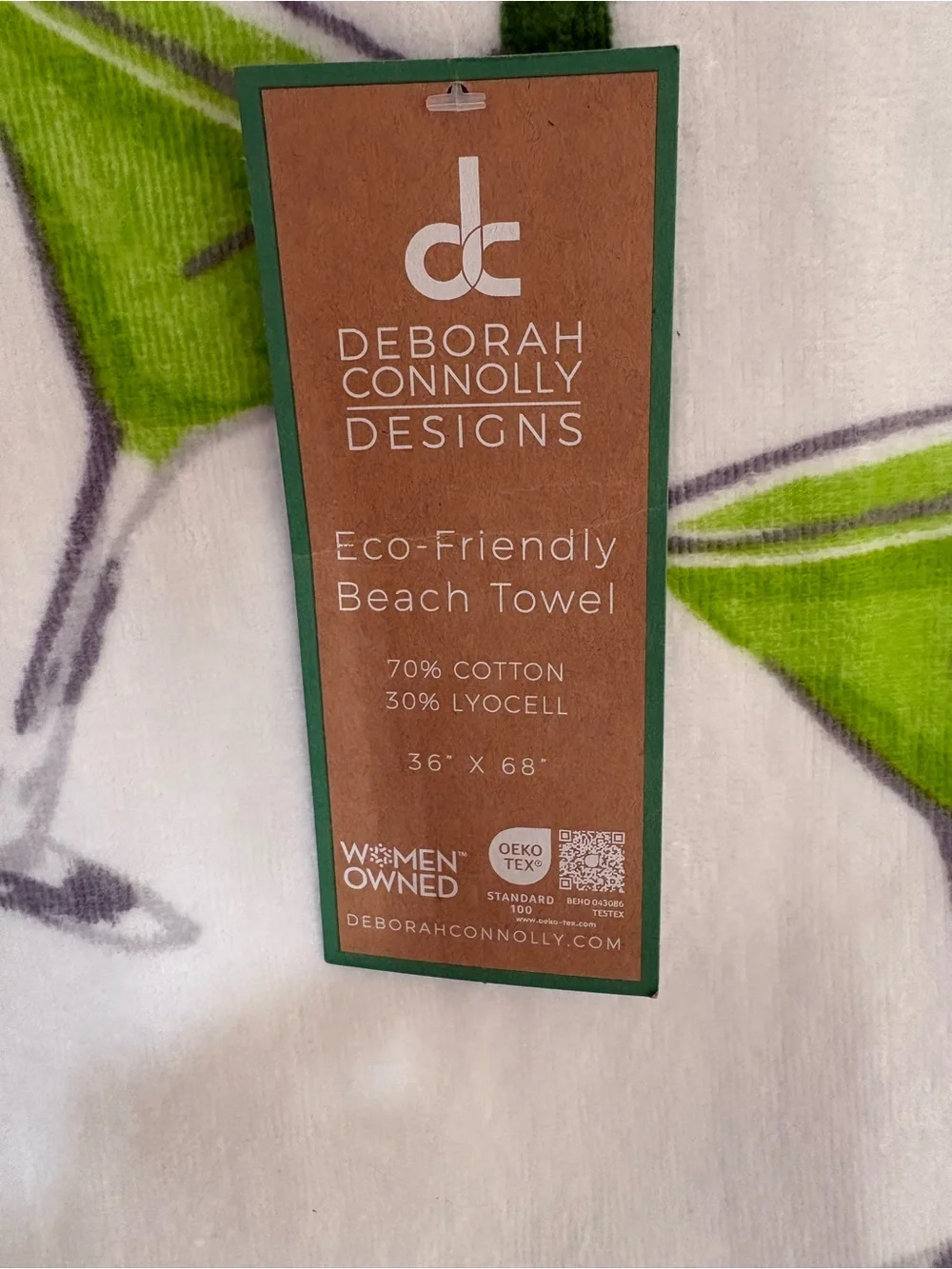 Deborah Connolly Designs Martini Print Beach Towel - White & Lime Green 36” X 68